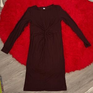 Old Navy Maternity Burgundy dress with long sleeve.